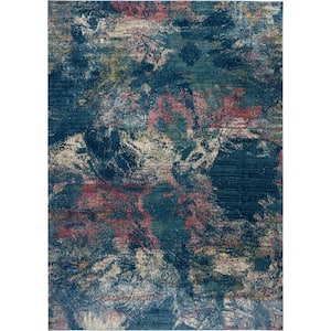 Fusion Blue/Multicolor 8 ft. x 11 ft. Abstract Modern Area Rug