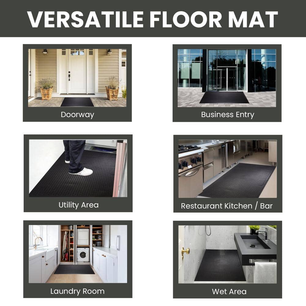 Envelor Black 3x5 Rubber Non-Slip Entrance Mat