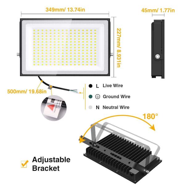 Vrbgify 200W Volt 18000 Lumen 6500K LED Flood Light Outdoor