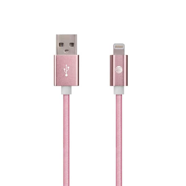 AT&T 4 ft. Charge and Sync Lightning Cable in Rose (2-Pack)