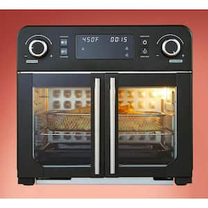 EAF9202 24. 5qt. Programmable French Door Air Fryer Oven with 10 Menu Functions, and Interior Light, Black