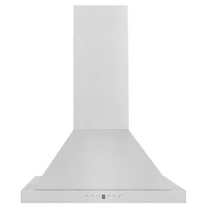 24" Convertible Wall Mount Range Hood in Stainless Steel with Set of 2 Charcoal Filters, LED Lighting and Baffle Filters