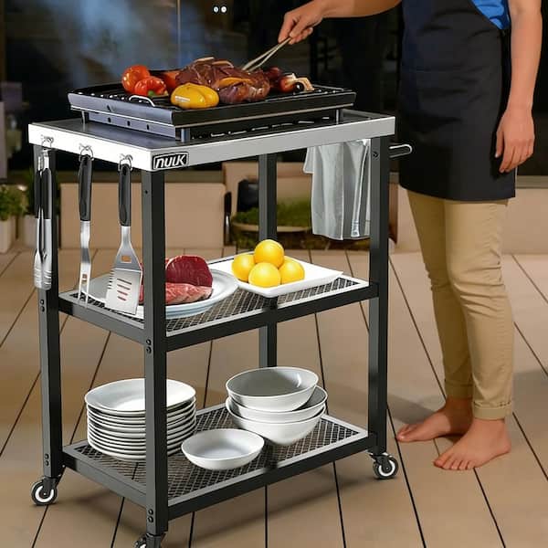 NUUK 24 in. Pizza Oven Grill Cart, Stainless Steel Prep Table with