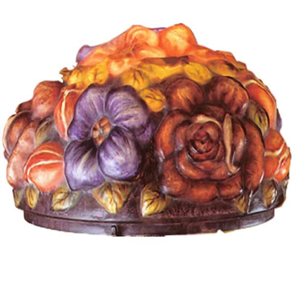 Puffy Bouquet 8 in Orange & Purple Colorful Glass Novelty Universal Shade with no fitter