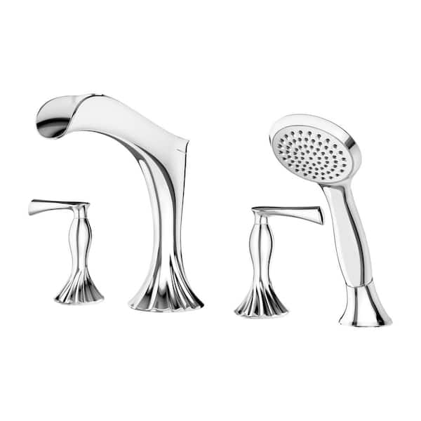 Pfister Rhen 2-Handle Deck Mount Roman Tub Trim Kit with Handheld Shower in Polished Chrome (Valve Not Included)