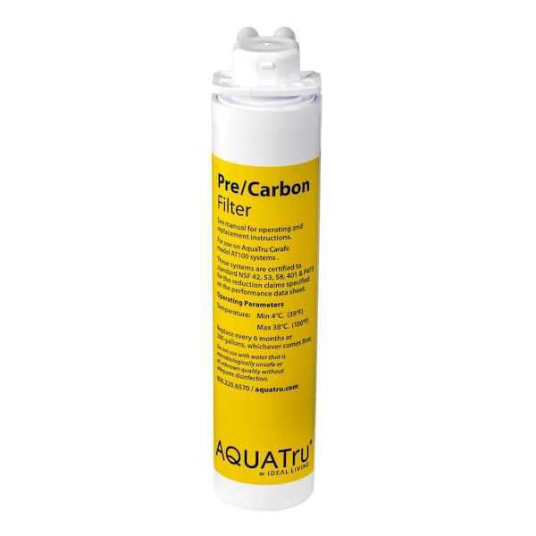 AQUA TRU Carafe AT100 2-Stage Pre/Carbon Filter, Reduces Sand, Silt, Sediment, Rust and Particles, Carbon Reduces Chlorine