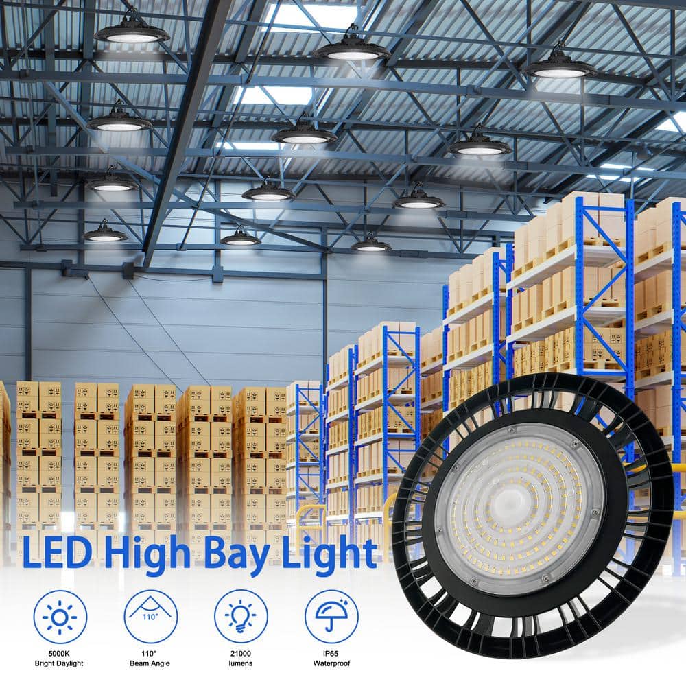 Black Aluminum 13" Modern LED High Bay Ceiling Light
