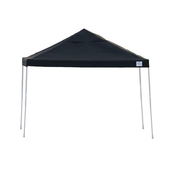 ShelterLogic 12 ft. W x 12 ft. D Pro Series Straight-Leg Pop-Up Canopy in Black w/ 4-Position-Adjustable Steel Frame and Storage Bag