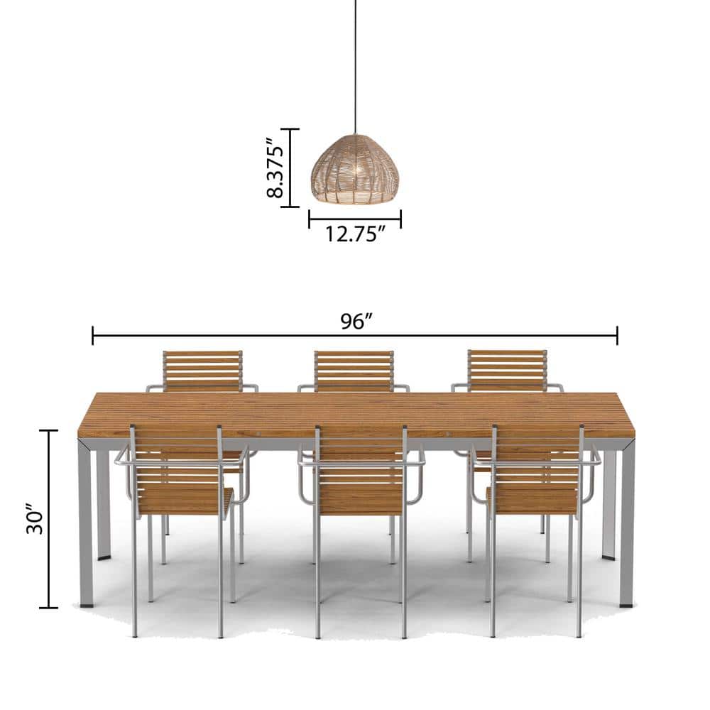 Gloriana 12.75" Woven Rattan Tulip-Shade Pendant Light in Brown
