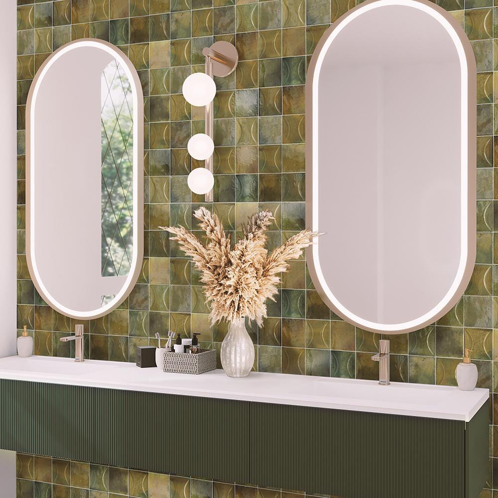 Olive Green Glossy Ceramic 4x4 Square Tile