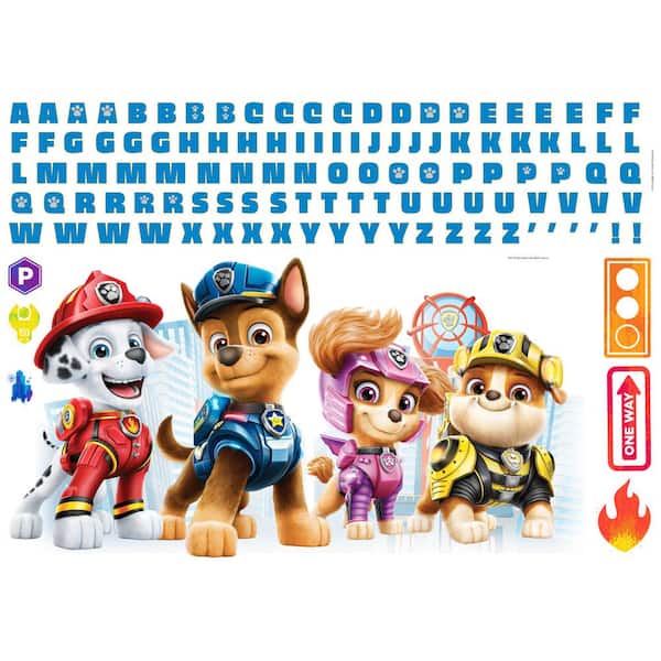 Blue Paw Patrol Peel and Stick Giant Wall Decals with Alphabet