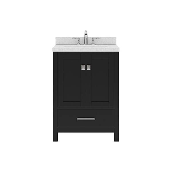 Virtu USA Caroline Avenue 24 in. W Bath Vanity in Espresso with Quartz Vanity Top in White with White Basin