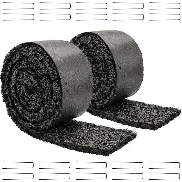 120 in. x 4.5 in. Black Recycled Rubber Mulch Mat Roll for Landscaping Permanent Mulch Edging Border (2-Pack)