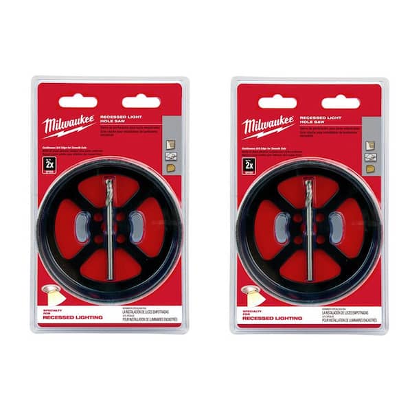 Milwaukee 6 3 8 In Carbide Recessed Light Hole Saw With Pilot Bit 2 Pack 49 56 0305 Carbide Recessed Light Hole Saw, What Size Hole For 3 Inch Recessed Light