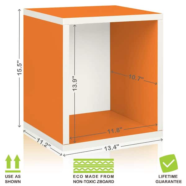 Way Basics Eco Stackable zBoard 11.2 x 13.4 x 12.8 Tool-Free Assembly Tall Storage Cube Unit Organizer in Orange