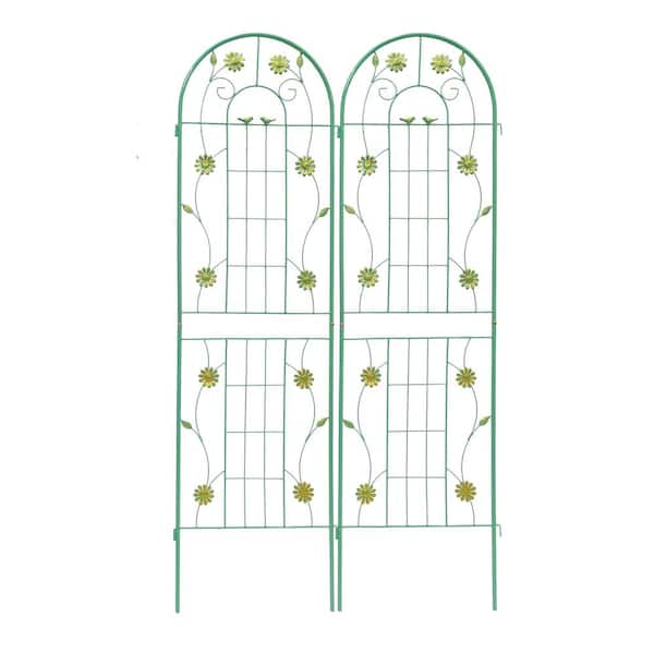 ToolCat 2-Pack 71 in. x 19.7 in. Metal Garden Trellis Rustproof Trellis for Climbing Plants Outdoor Flower Support, Green