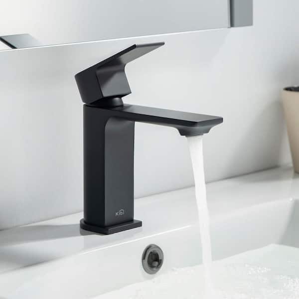 Single Handle Bathroom Sink Faucet Solid Brass Mid Arc Spout Durable Scratch-Resistant Faucet in Matte Black