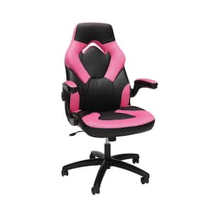 Essentials Collection Racing Style Bonded Leather Gaming Chair, in Pink (ESS-3085-PNK)