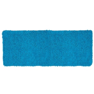 Shag Blue 24 in. x 60 in. Memory Foam Bath Mat
