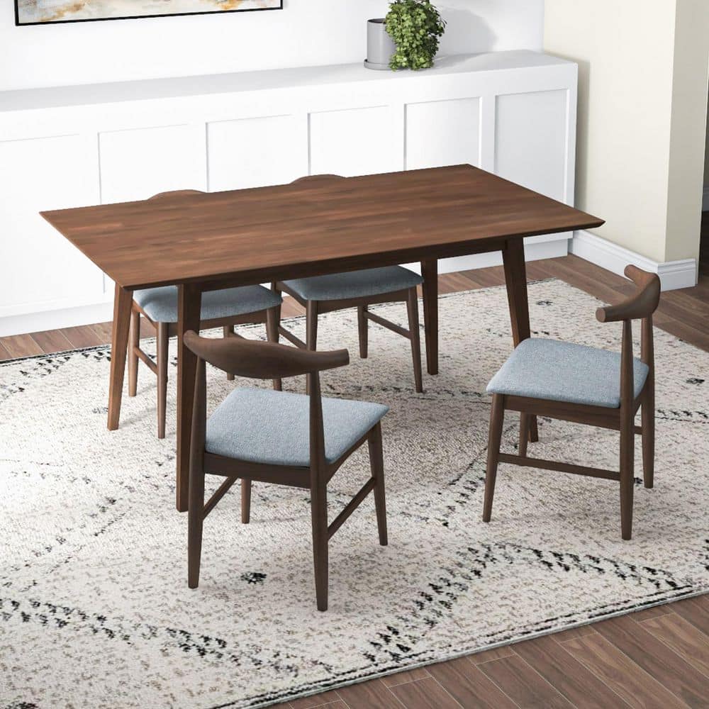 Walnut Brown Mid-Century Modern Rectangular Dining Table