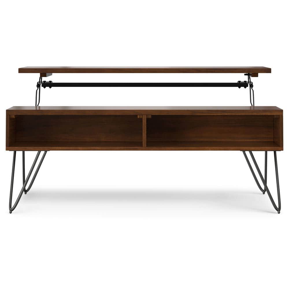 Walnut and Black Lift-Top Coffee Table with Storage