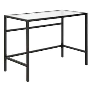 Sivil 42 in. Blackened Bronze Writing Desk with Glass Top