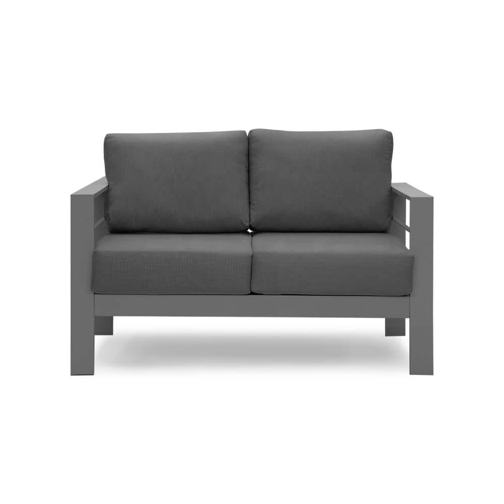 Aluminum Outdoor Couch with Gray Cushions