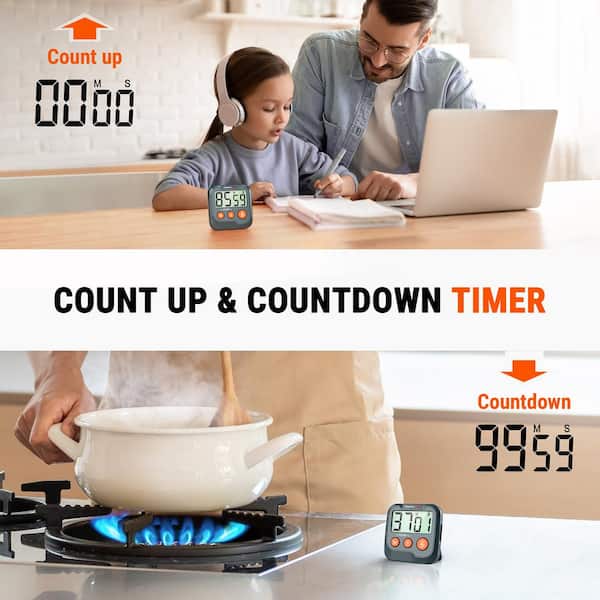 ThermoPro TM02W Digital Kitchen Timer with Adjustable Loud Alarm and Backlight LCD Big Digits
