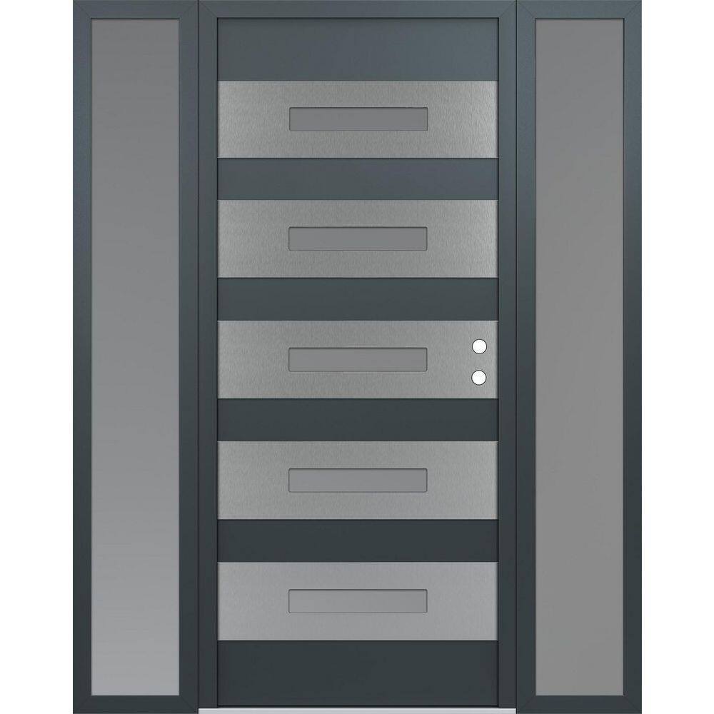 D9 60 in. x 80 in. Silver P Left-Hand/Inswing Frosted Glass Anth/Anth 2 Sidelite Steel Prehung Front Door price history on PriceWatchPro