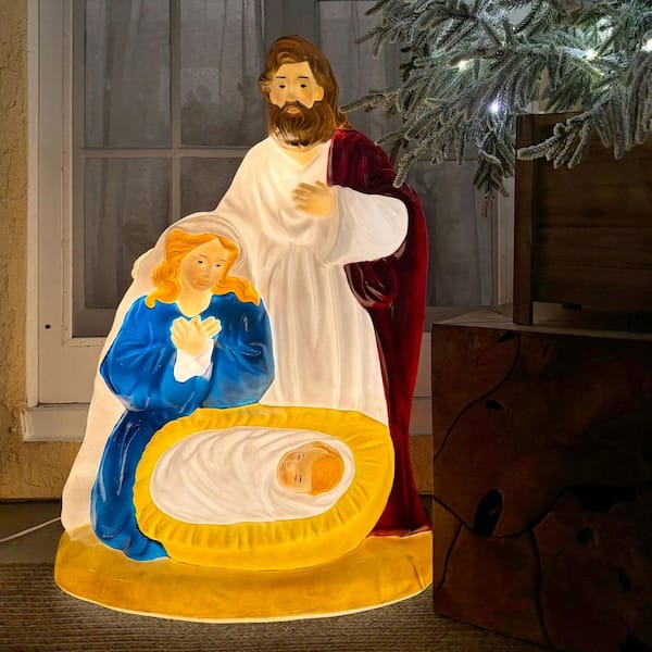 32.7 in. x 17.1 in. Pre-Lit C7 Bulb Nativity Christmas Blow Mold