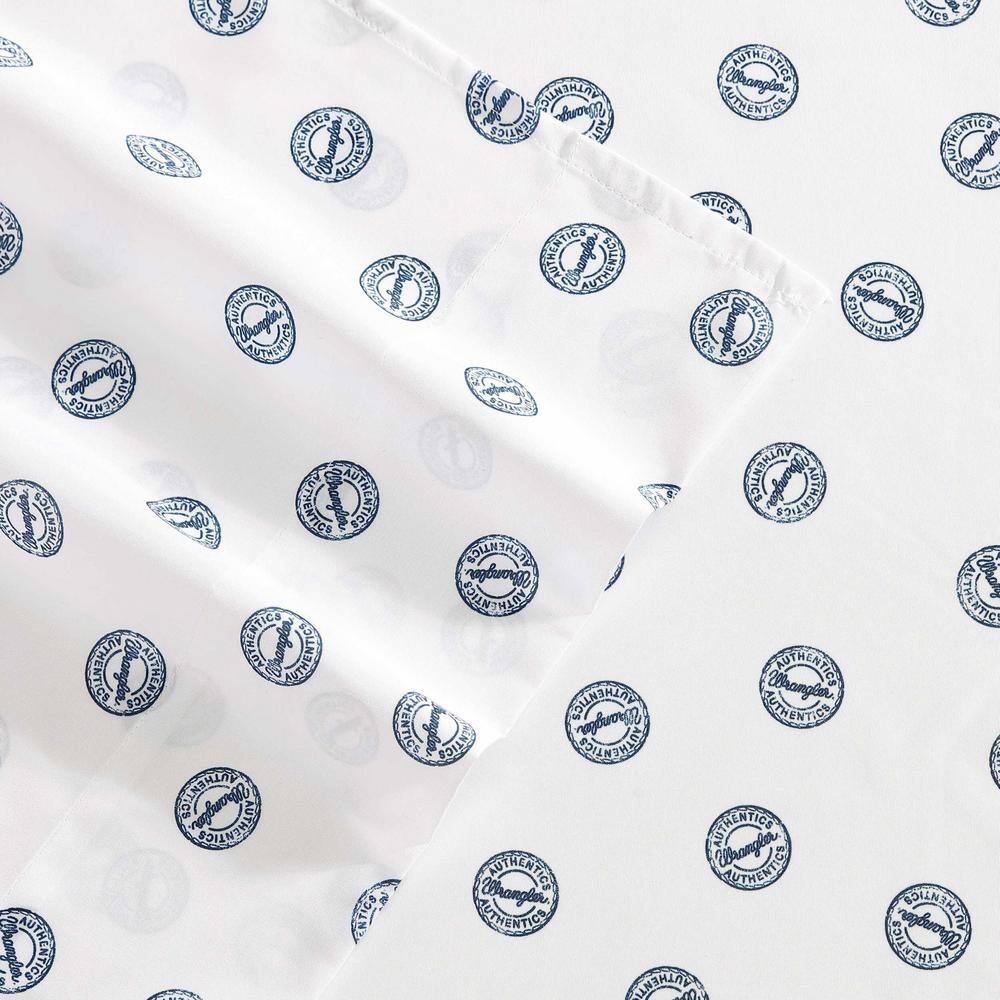 Full Blue and White Polyester Microfiber Sheet Set