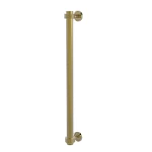 18 in. Center-to-Center Refrigerator Pull with Groovy Aents in Unlacquered Brass
