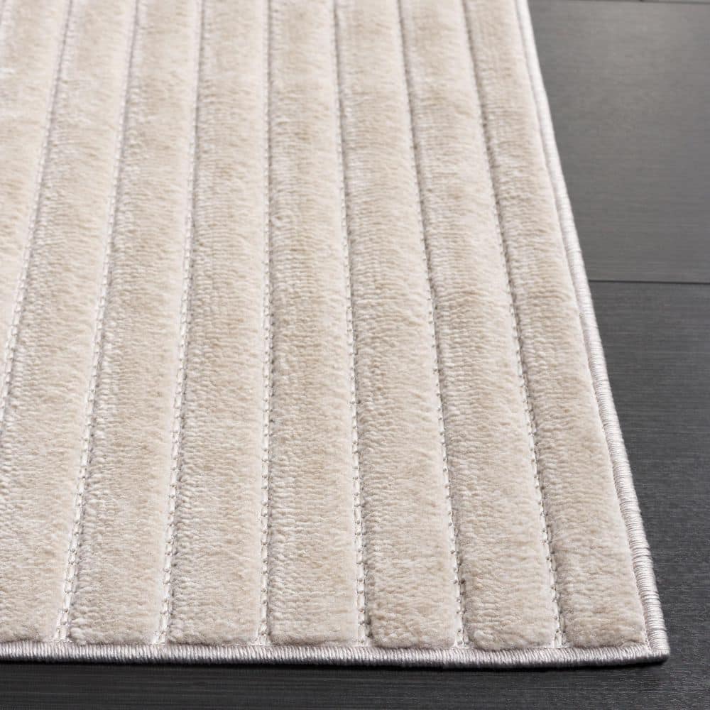 Beige Geometric 8' x 10' Synthetic Easy Care Area Rug
