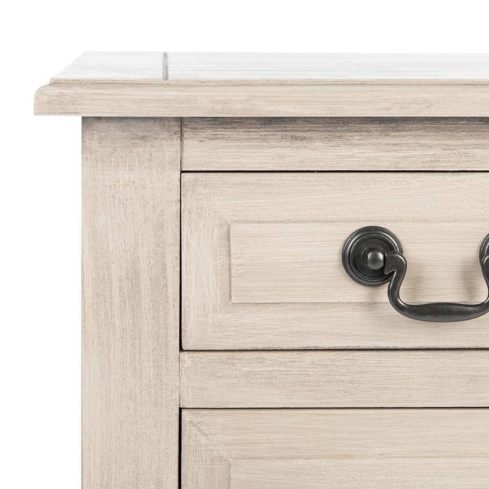 Greige Wood and Metal 3-Drawer Console Table with Storage