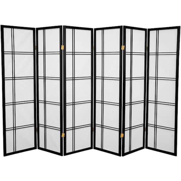 Oriental Furniture 5 ft. Black 6-Panel Room Divider