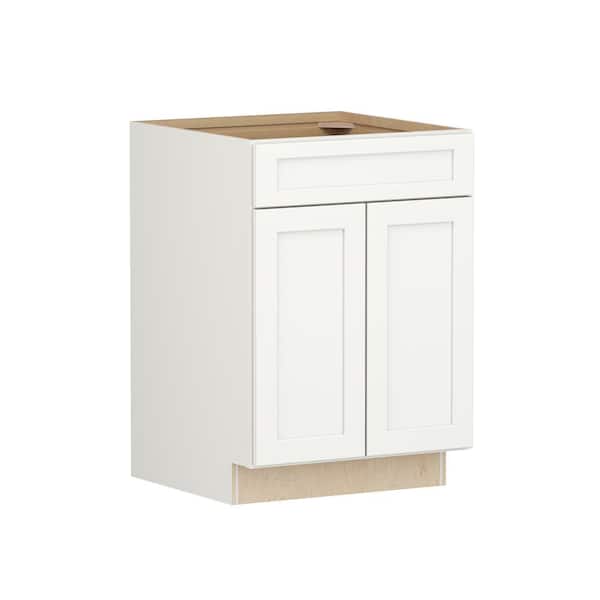 Shaker Full Overlay 24 in. W. x 24 in. D x 34.5 in. H Plywood Assembled Base Kitchen Cabinet in Linen White