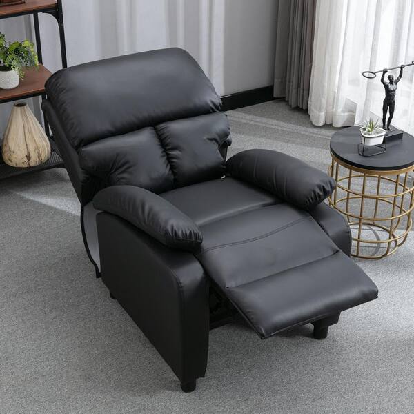 FC Design Black Manual Recliner Chair with Overstuffed Cushions for Bedroom  and Living Room Reclining Sofa Chair 996002BK - The Home Depot