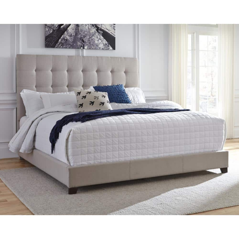 UPC 024052389173 product image for Dolante Beige Wood Frame Queen Panel Bed with Button Tufting | upcitemdb.com