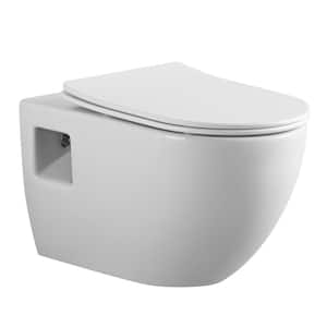 Surge Wall-Hung 2-Piece 1.6 GPF Dual Flush Toilet in White with In-Tank and Dual Flush Actuator Push Plate Seat Included