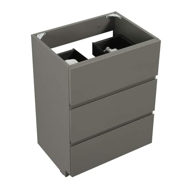 Miles 23.7 in. Single Freestanding Bath Vanity Cabinet without Top in Gray with 3-Drawers, Assembled