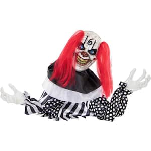 18 in. Buggy the Animated Groundbreaker Clown, Indoor or Covered Outdoor Halloween Decoration, Battery Operated