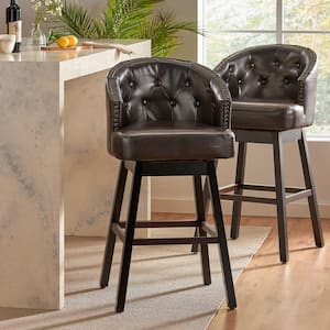 Ogden 41.5 in. Brown Swivel Cushioned Bar stool (Set of 2)