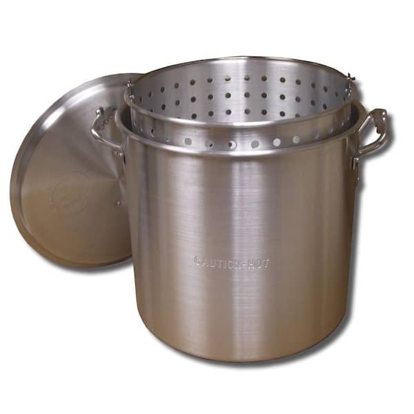 80 Qt. Aluminum Stockpot with Strainer Basket and Lid