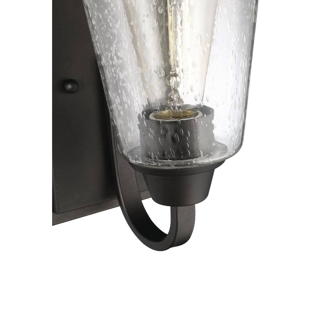 Modern Black Nickel Vanity Sconce with Clear Bell Shade