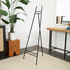 Black Metal Tall Free Standing Adjustable Display Stand 3 Tier Geometric Easel with Chain Support