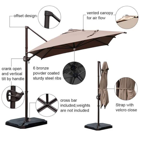 Abba Patio 9 Ft X 7 Offset Cantilever Adjustable Vertical Tilt Offet Umbrella In Cocoa Hdabbamrc976dt The Home Depot Abba Patio 9 Ft X 7 Offset, Abba Patio 9 X 12 Ft Offset Umbrella