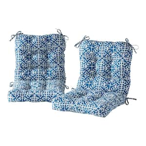 21 in. W x 42 in. H Outdoor Dining Chair Cushion in Indigo Lattice (2-Pack)