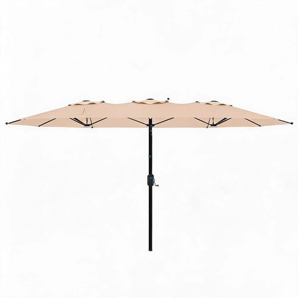 15FT Tan Double-Sided Polyester Rectangular Patio Umbrella without Base, Steel Frame, Crank Lift, for Pool Lawn Backyard price history on PriceWatchPro