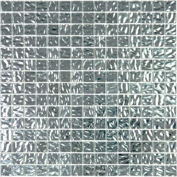 Apollo Tile Altin 4" x 6" Glossy Shimmer Flint Silver Glass Mosaic Uniform Square Wall & Floor Sample Tile 0.13 sq. ft./Piece 1-Pack