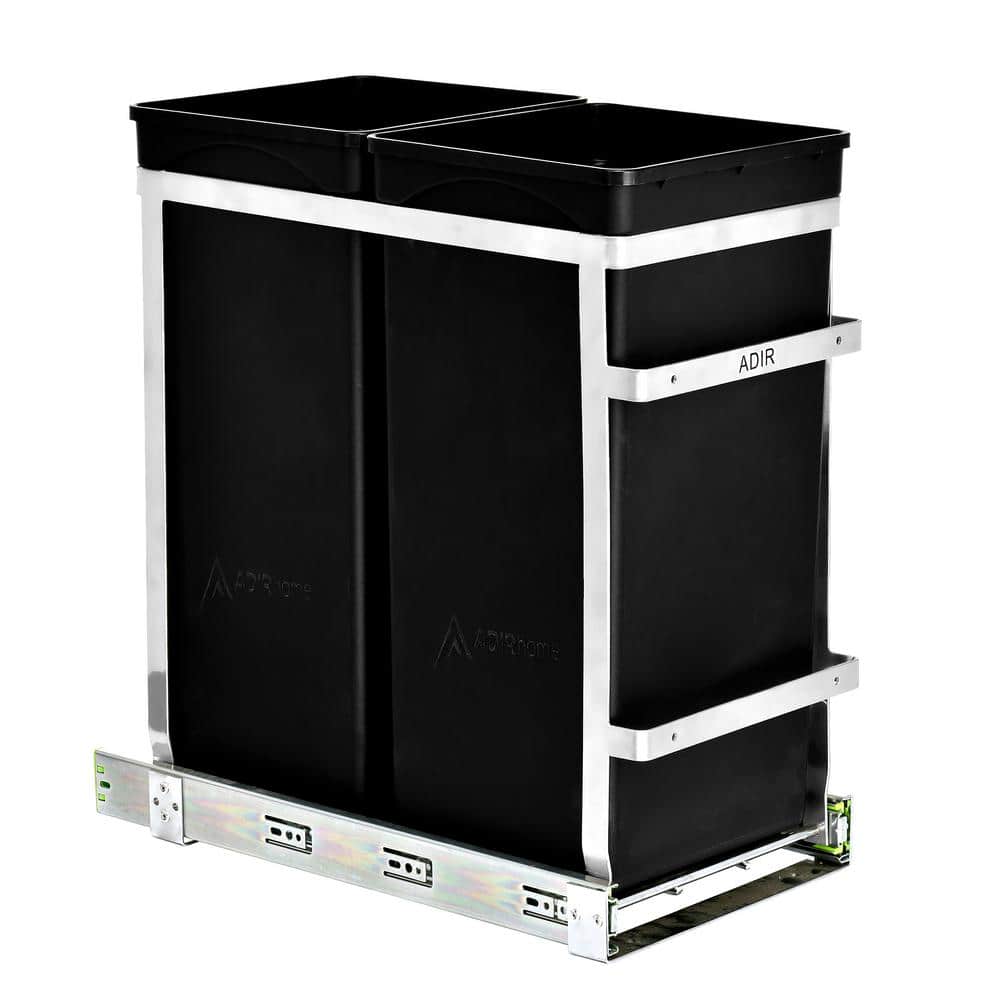 AdirHome 9.5 gal. Steel Dual Compartment PullOut Trash Can